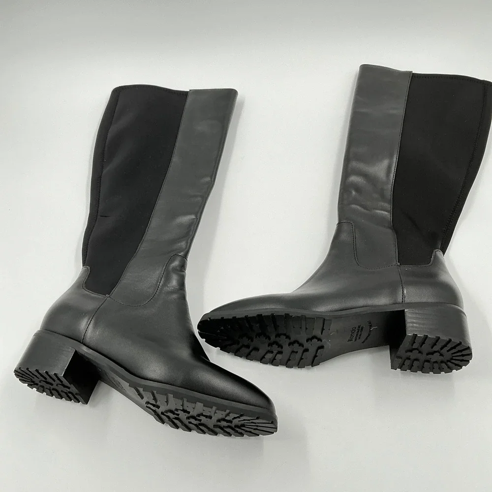 Blondo Size 7 WC Wide Calf Knee Boot Black Leather Waterproof Lug NEW Sandy $230